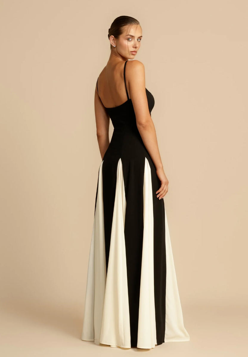 Isabella | Elegant Contrast Color Maxi Dress 3
