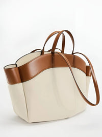 Victoria | Large Leather-Trim Canvas Tote Bag
