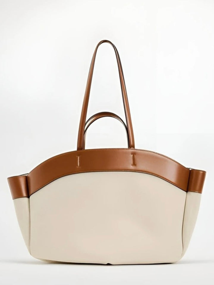 Isabella | Large Leather-Trim Canvas Tote Bag 1