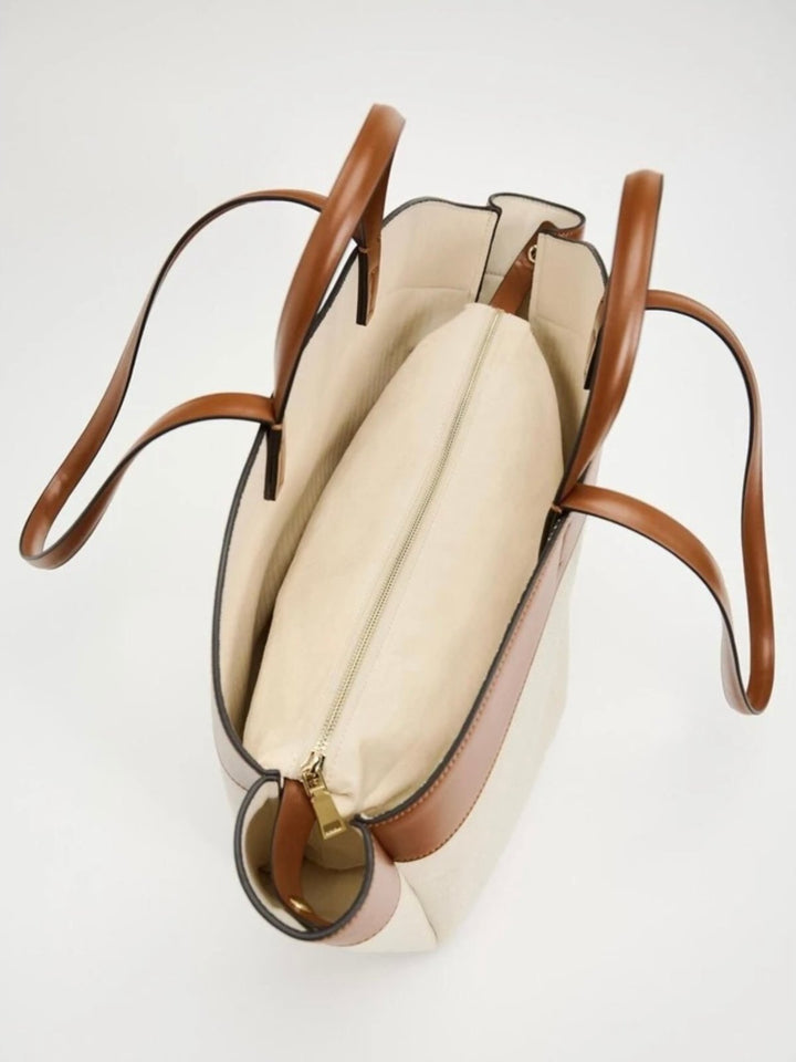 Isabella | Large Leather-Trim Canvas Tote Bag 2