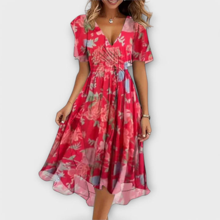 Isla | Charming And Flowing Floral Wrap Midi Dress 1