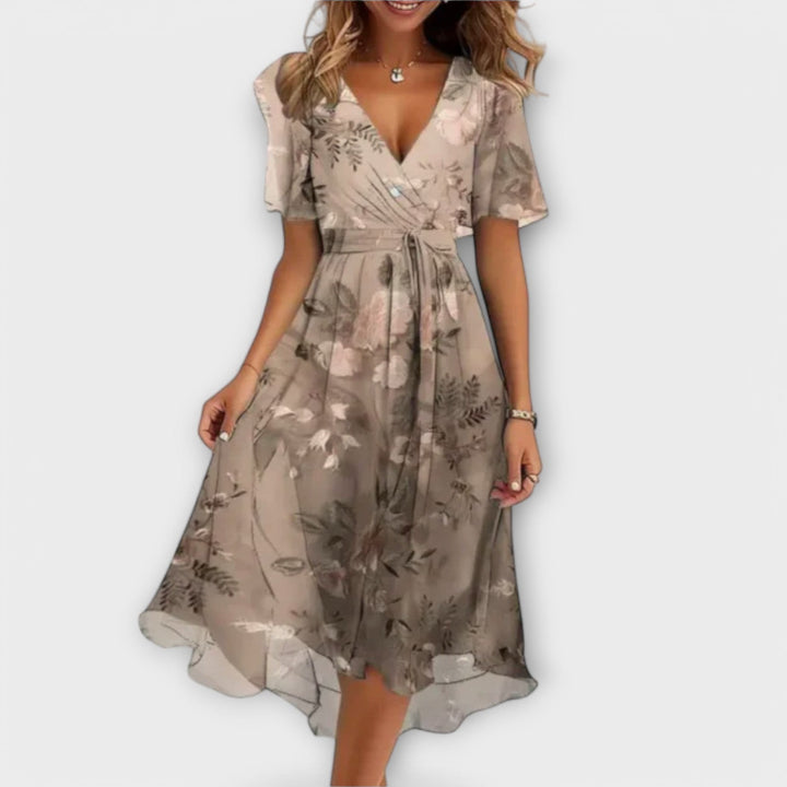 Isla | Charming And Flowing Floral Wrap Midi Dress 2