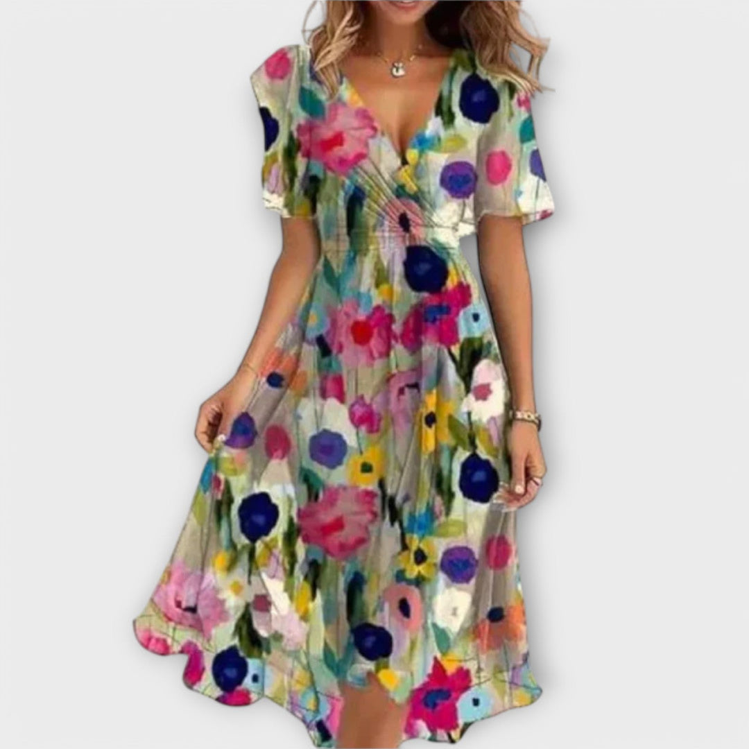 Isla | Charming And Flowing Floral Wrap Midi Dress 3