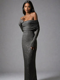 Nova | Elegant Glitter Slit Homecoming Dress With Off Shoulder Style