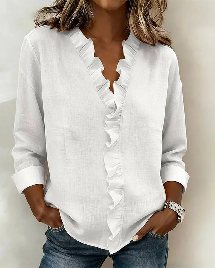 Isla | Elegant V-Neck Ruffled Blouse 1
