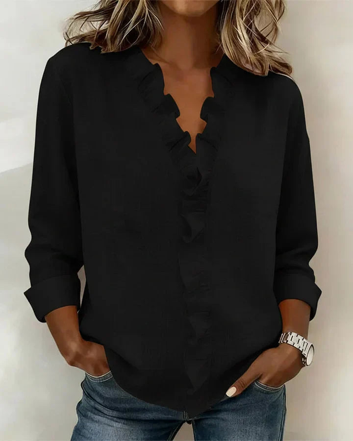 Isla | Elegant V-Neck Ruffled Blouse 2
