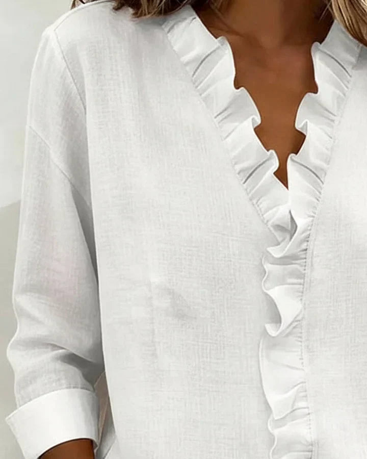 Isla | Elegant V-Neck Ruffled Blouse 5