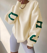 Jemima | Oversized Fleece-Lined Varsity Crewneck Sweatshirt