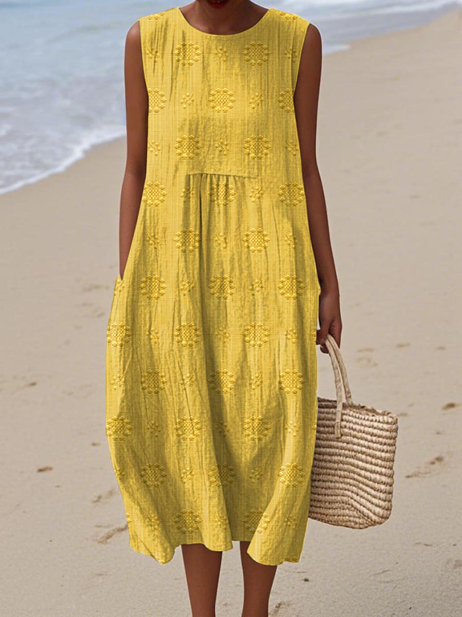 Jana | Charming And Breathable Embroidered Summer Pocket Midi Dress 2