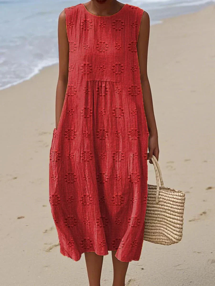 Jana | Charming And Breathable Embroidered Summer Pocket Midi Dress 4