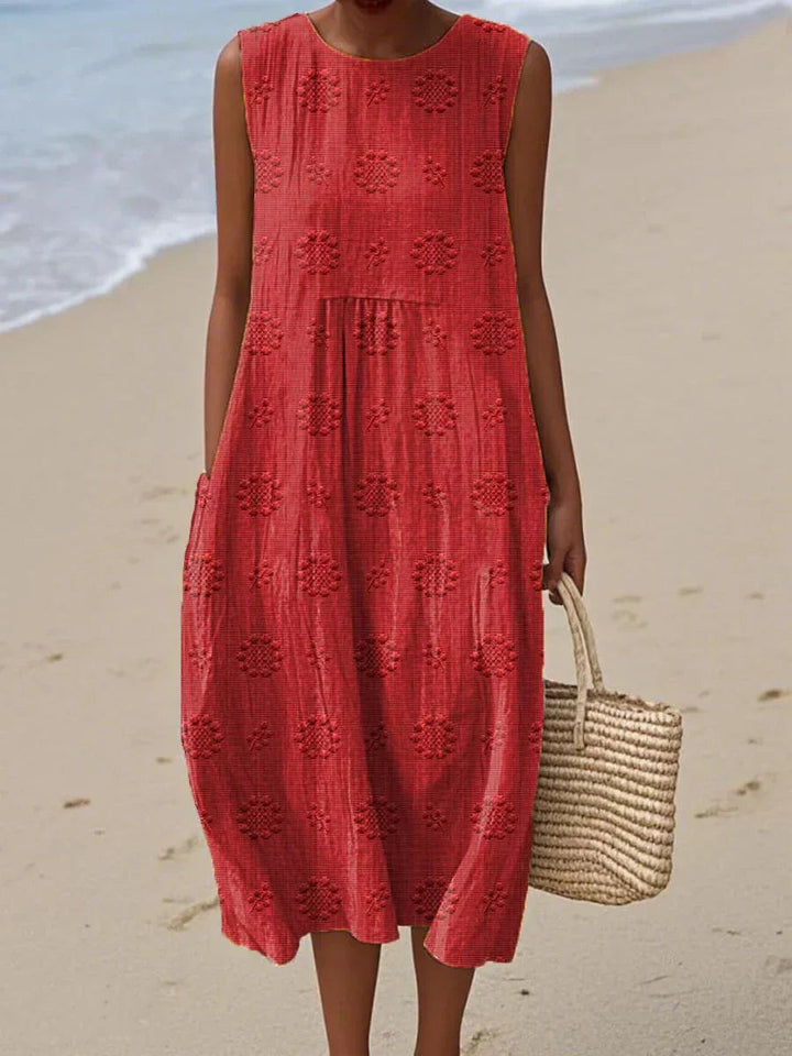 Jana | Charming And Breathable Embroidered Summer Pocket Midi Dress 4