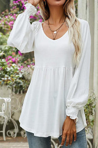 Elena | Long Sleeve Babydoll Empire Waist Tunic Top