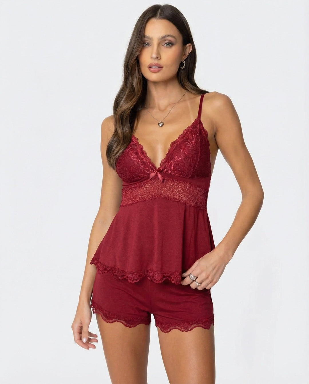 Jennifer | Elegant Lace Trim Cami & Short Set 4