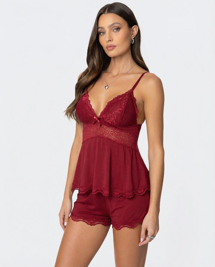 Jennifer | Elegant Lace Trim Cami & Short Set 5