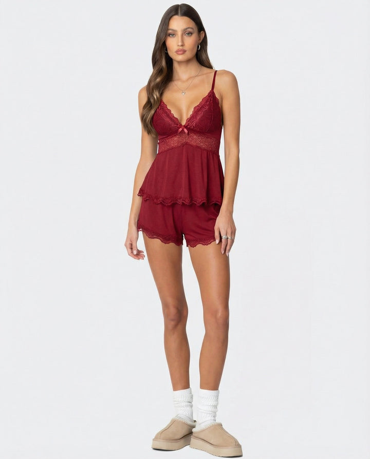 Jennifer | Elegant Lace Trim Cami & Short Set 7