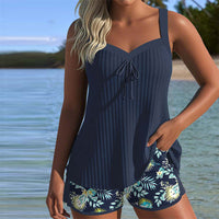 Marie | Striped Tankini Swim Set with Shorts