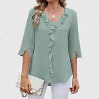Grace | Women Ruffle V-Neck Chiffon Blouse