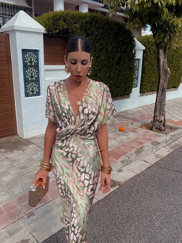 Johanna | Sophisticated Copper Twist-Detail Midi Dress 0