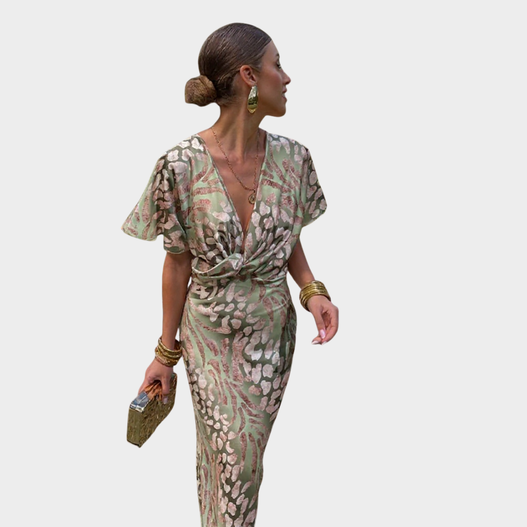 Johanna | Sophisticated Copper Twist-Detail Midi Dress 1