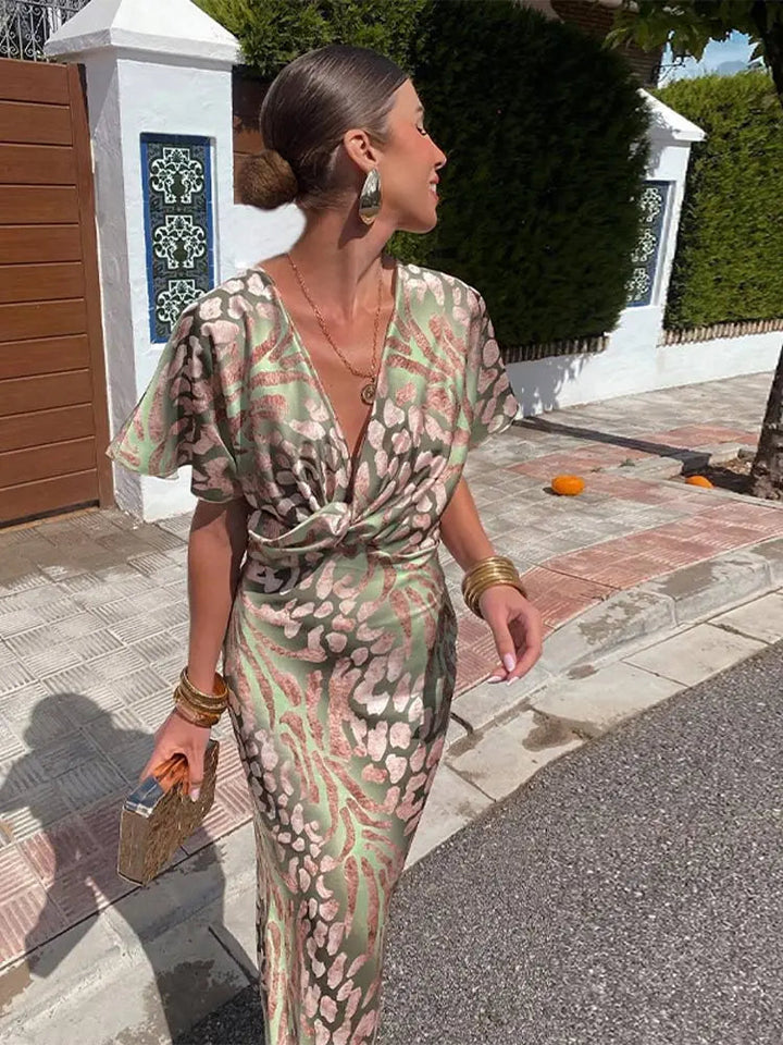 Johanna | Sophisticated Copper Twist-Detail Midi Dress 2