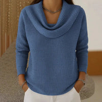 Marina | Elegant Waffle Knit Cowl Neck Sweater
