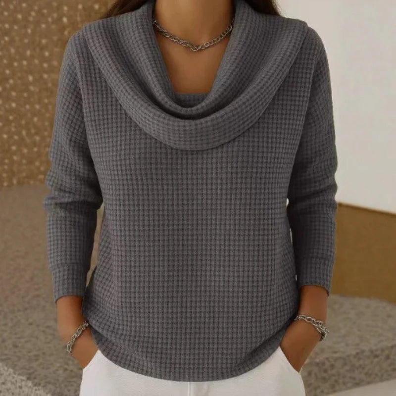 Karen – Warm Waffle Knit Sweater With Elegant Cowl Neck 3