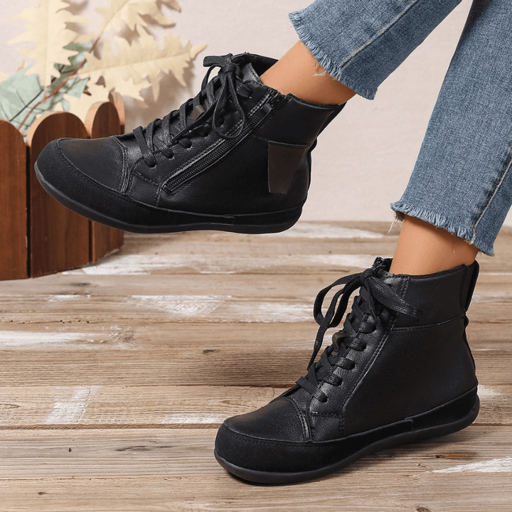 Kate | Black Lace-Up Ankle Boots for Women 2