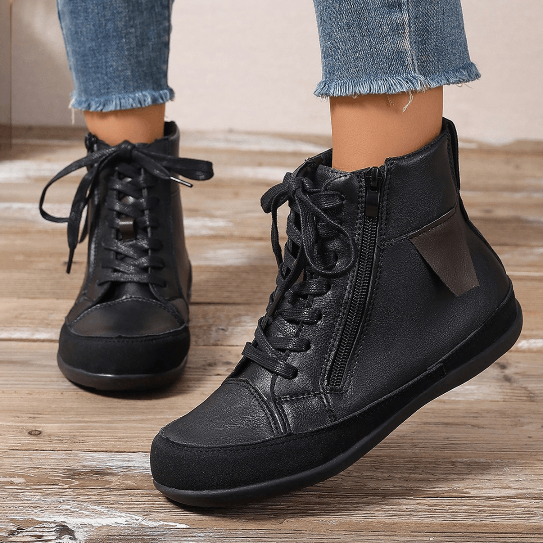 Kate | Black Lace-Up Ankle Boots for Women 3