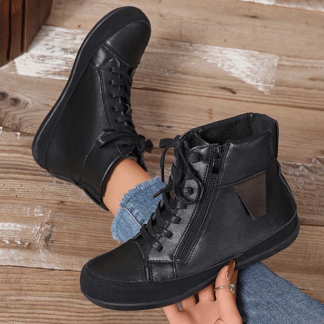 Kate | Black Lace-Up Ankle Boots for Women 4