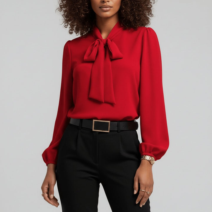 Kayleigh | Comfortable And Elegant Bow-Tie Long-Sleeve Blouse 0