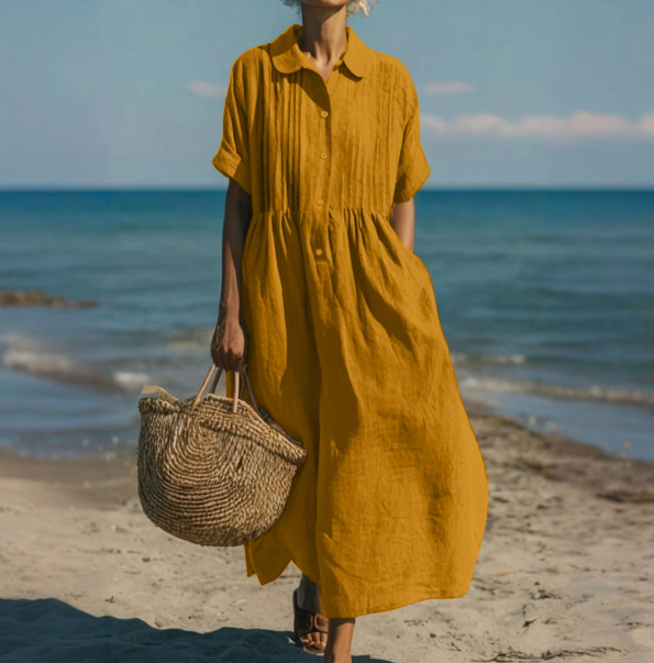 Laura | Elegant and breathable pure cotton shirt dress 5