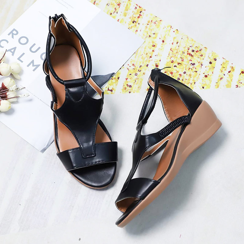 Layla |Soft Leather Wedge women sandals 2