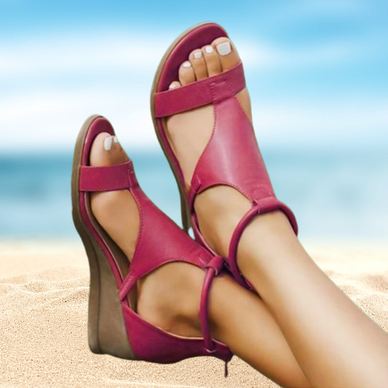 Layla |Soft Leather Wedge women sandals 6