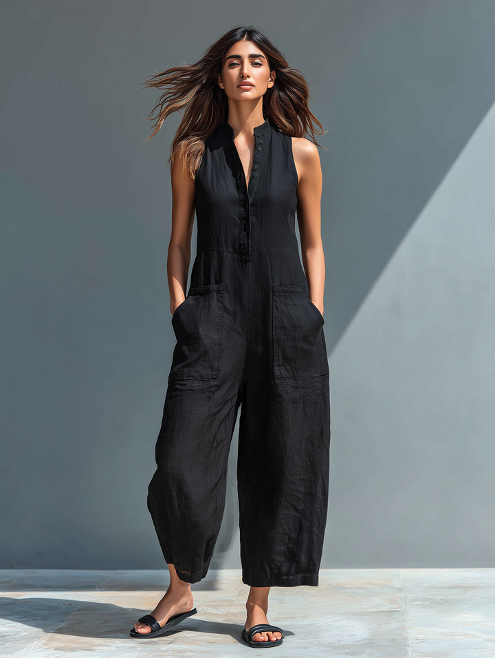 Lila | Sophisticated Sleeveless Mandarin Jumpsuit 0