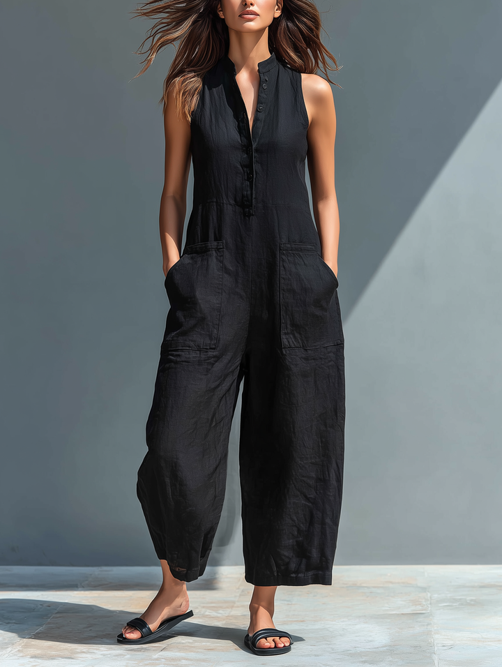 Lila | Sophisticated Sleeveless Mandarin Jumpsuit 1