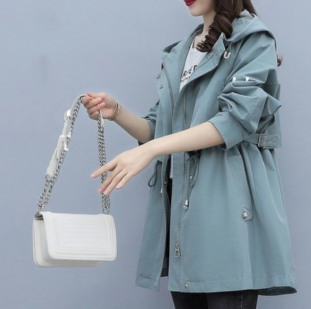 Lisa | Long waterproof trench coat with hood 2