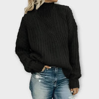 Madeline | Elegant And Warm High-Neck Cable Knit Sweater