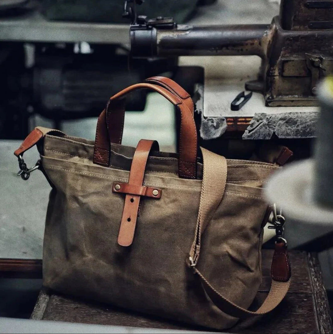 Logan | Waxed Canvas Leather-Trim Weather-Resistant Tote Bag 4