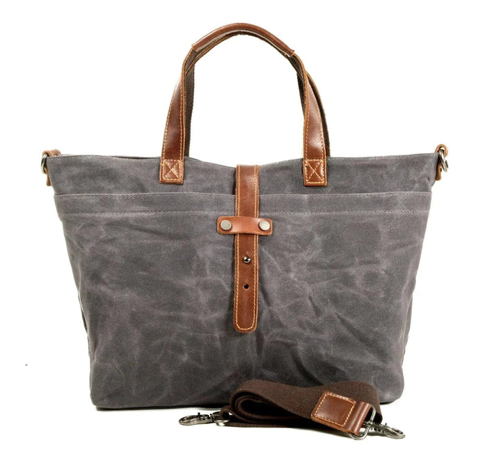 Logan | Waxed Canvas Leather-Trim Weather-Resistant Tote Bag 5