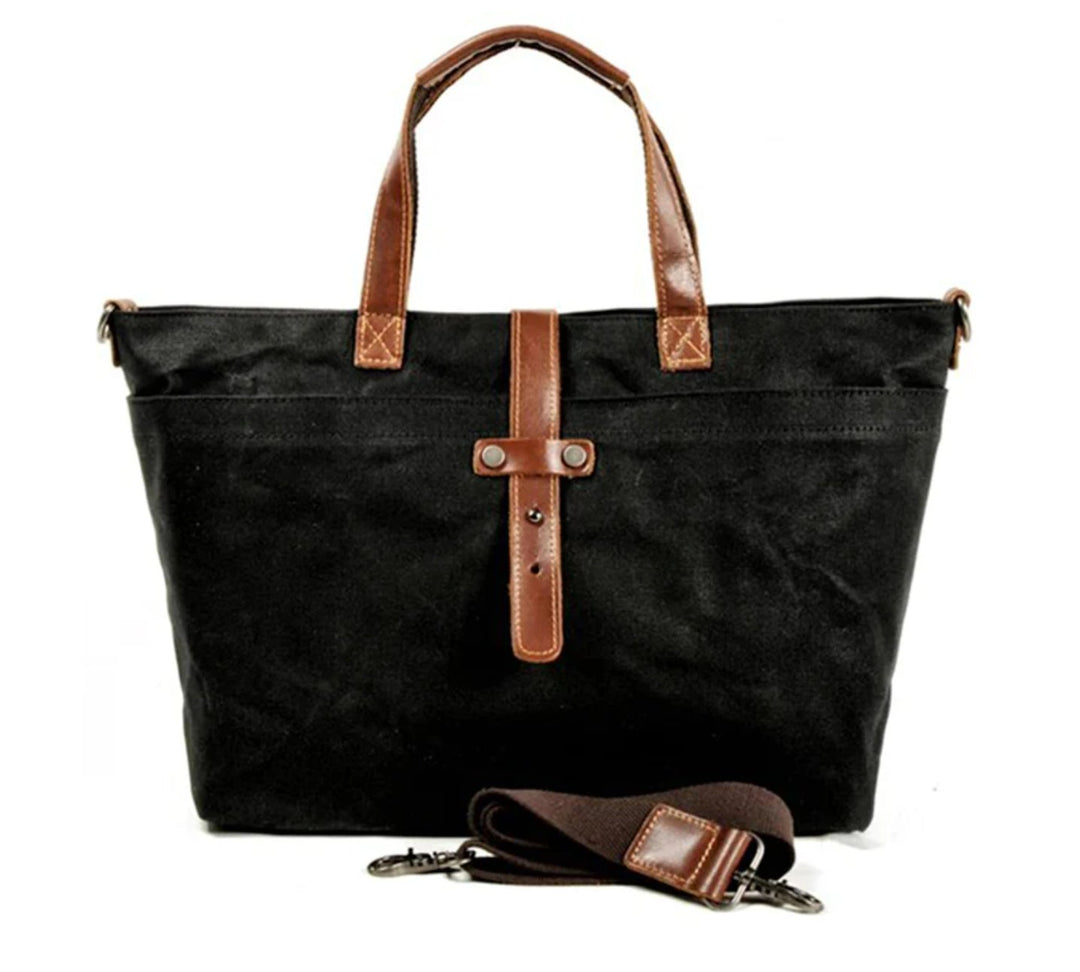 Logan | Waxed Canvas Leather-Trim Weather-Resistant Tote Bag 7