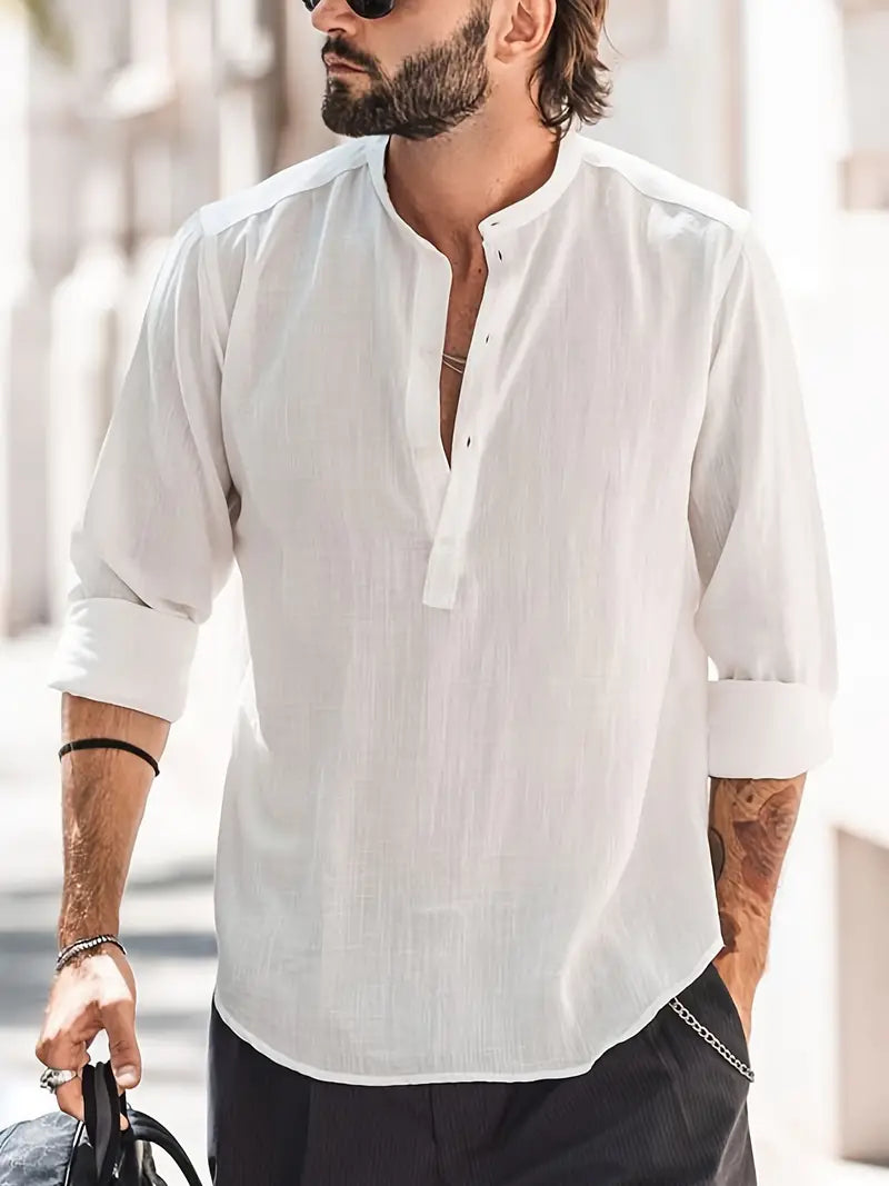 Luca | Classic Boat Collar Linen Shirt 10