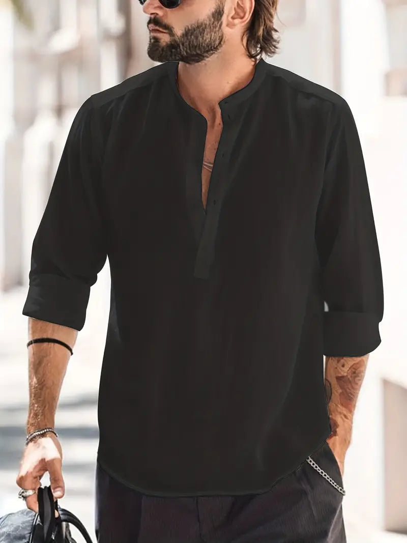 Luca | Classic Boat Collar Linen Shirt 11
