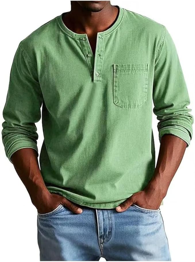 Lucas | Sporty and elegant long-sleeved Henley shirt 4