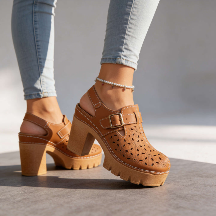 Lunara | Floral Platform Block Heel Clogs for Women 0