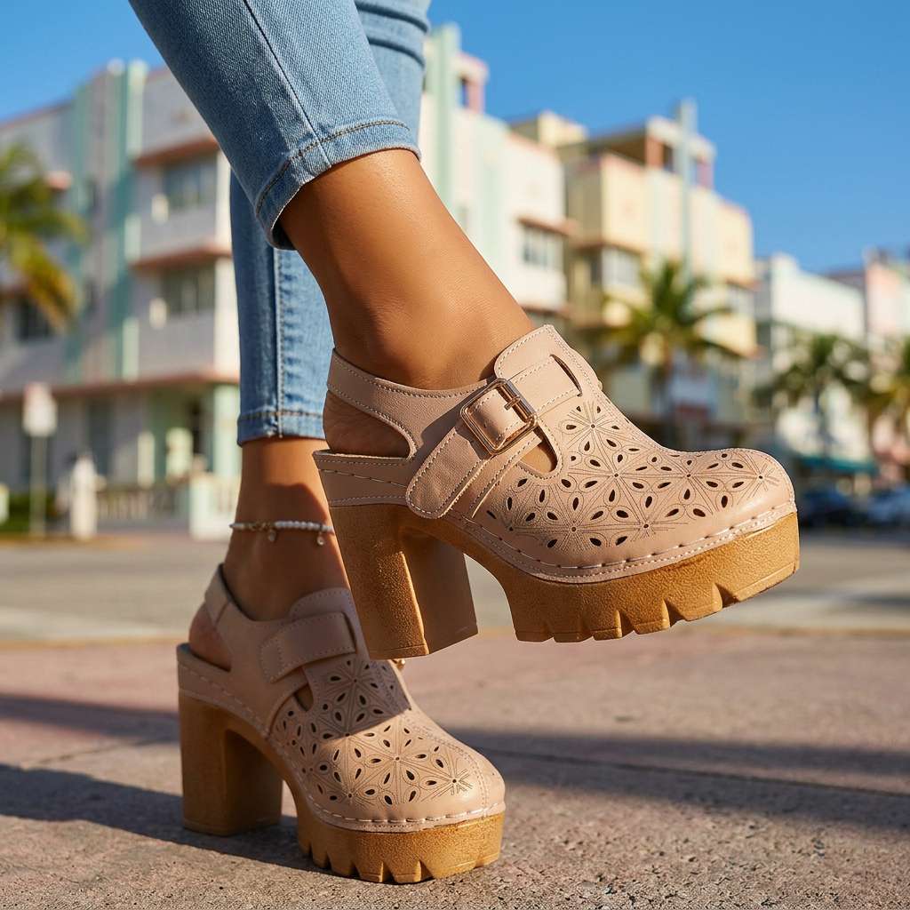 Lunara | Floral Platform Block Heel Clogs for Women 5