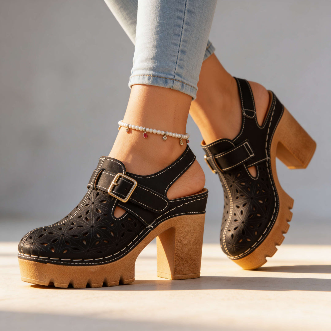 Lunara | Floral Platform Block Heel Clogs for Women 6