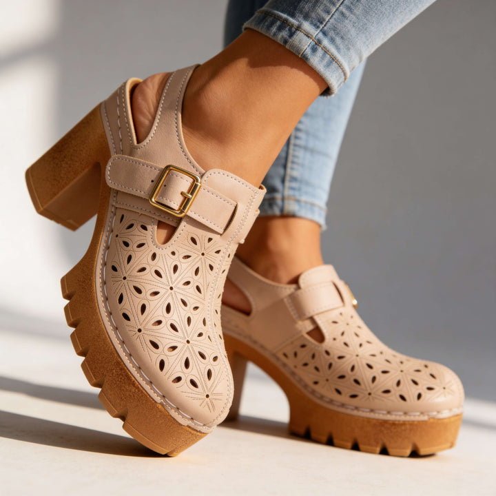 Lunara | Floral Platform Block Heel Clogs for Women 9
