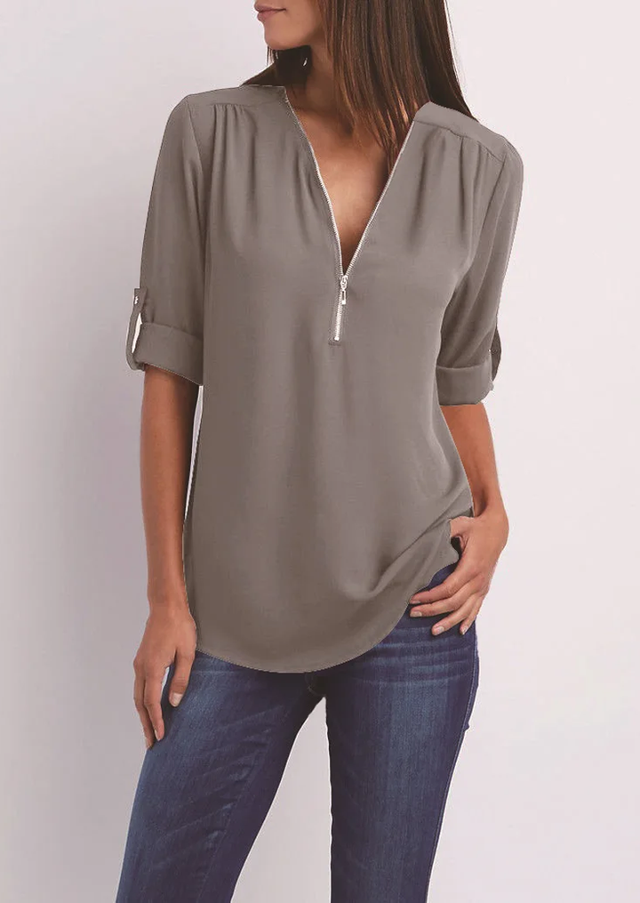 Madeleine | Elegant Zipper Design Blouse 0