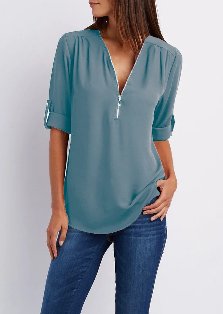 Madeleine | Elegant Zipper Design Blouse 13