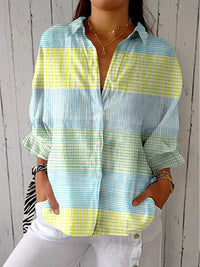Sophie | Stylish Pastel Grid Button-Front Shirt